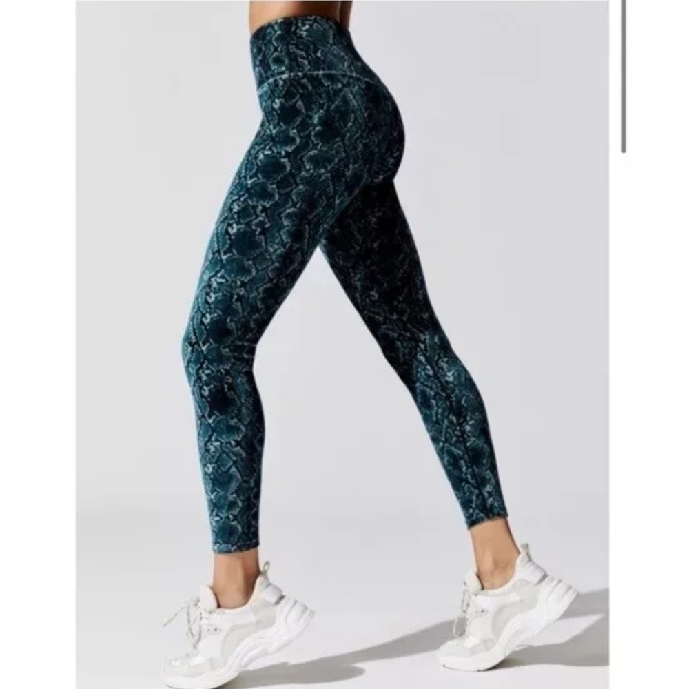 Carbon38 High Rise Velvet Leggings Printed Snakeskin